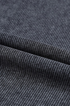 Dark gray ribbed sweatshirt fabric detail