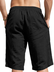 Men's Casual Drawstring Bermuda Shorts Plus Size in Light Blue, side view