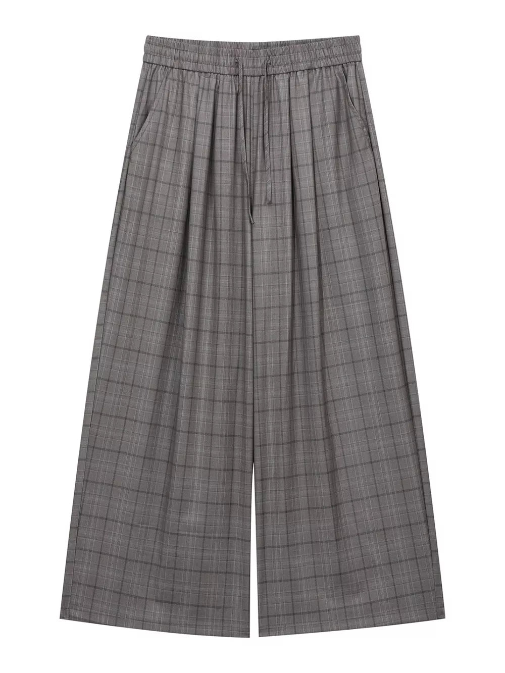 Men's Plaid Wide-leg Pants in Gray, front view