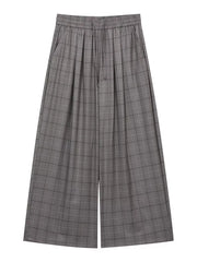 Men's Plaid Wide-leg Pants in Gray, front view
