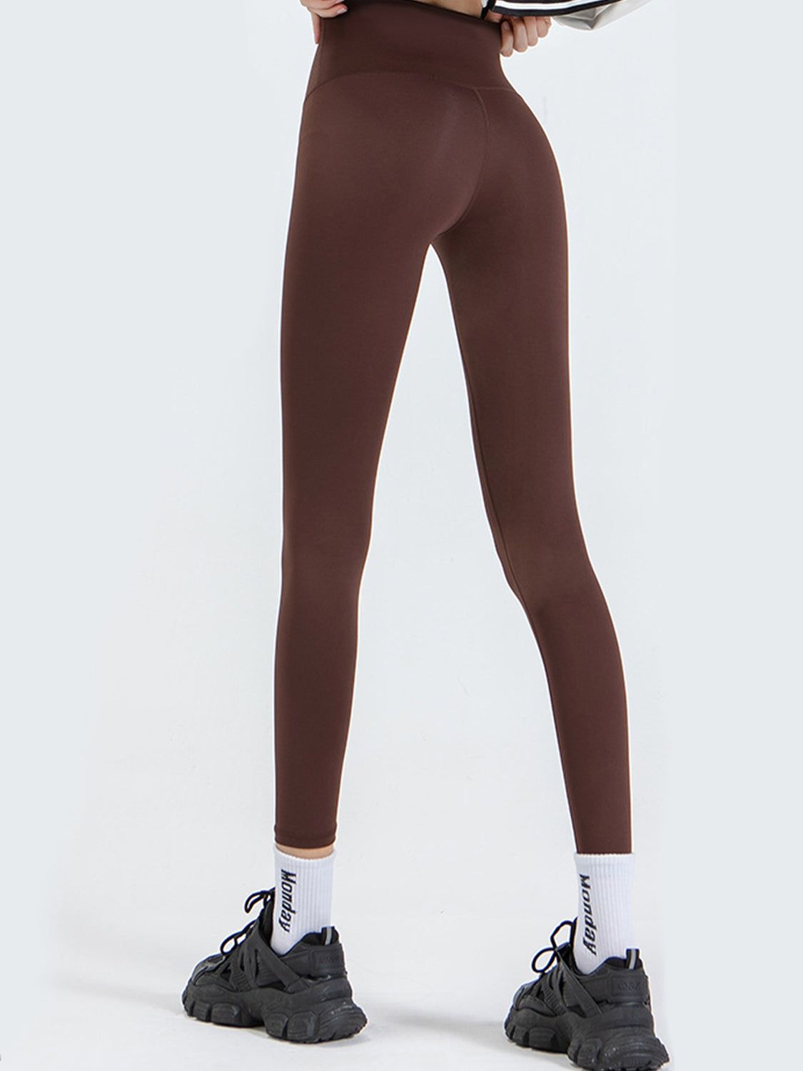 FlexFit Wideband Leggings in Chocolate, full length, with a wide waistband.