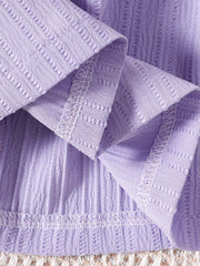 Children's Ruffled Bow Long Sleeve Dress in Light Purple, model styling view