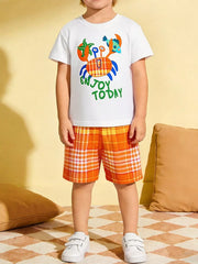 Toddler cotton graphic set, bright and colorful, with playful crab design.