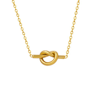 Gold knot pendant necklace with a delicate chain, 18K gold-plated.