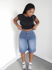 Effortless High-waisted Denim Shorts