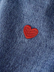 Embroidered Heart Wide-leg Jeans, close-up detail