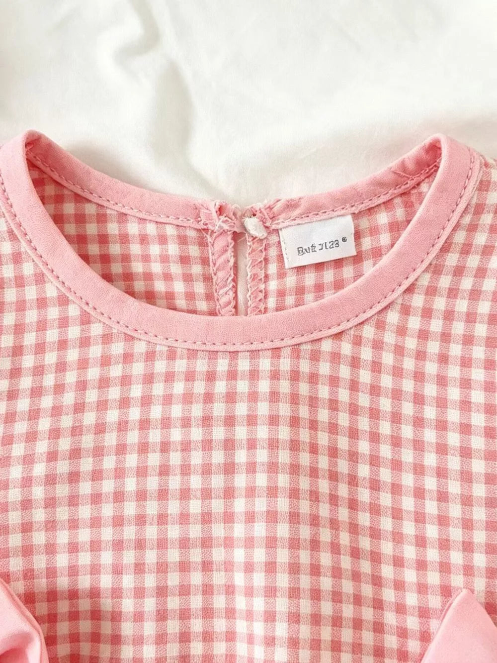 Children's Ruffled Plaid Top And Pants Set in Light Yellow, side view