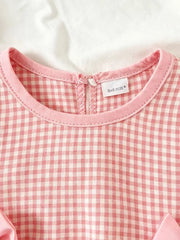 Children's Ruffled Plaid Top And Pants Set in Light Yellow, side view