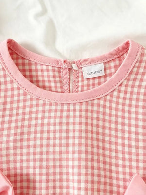 Children's Ruffled Plaid Top And Pants Set in Light Yellow, side view