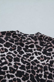 Sheer mesh t-shirt with leopard print and crew neck.