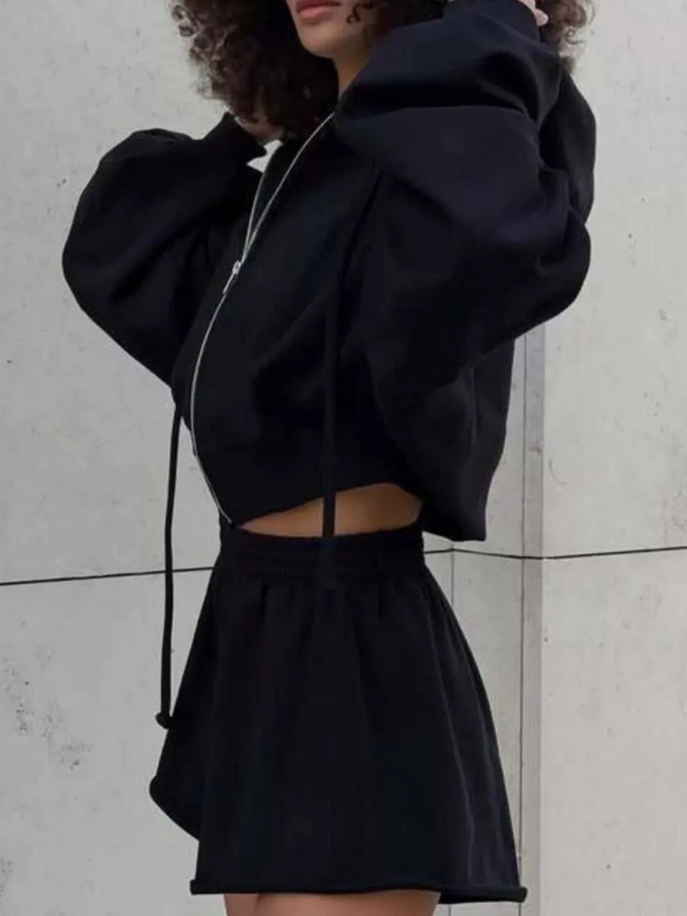 Zip-up Mini Jacket in Black, view 17