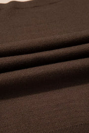 Floral Print Drop Shoulder Relaxed Sweater in Dark Brown, editorial view