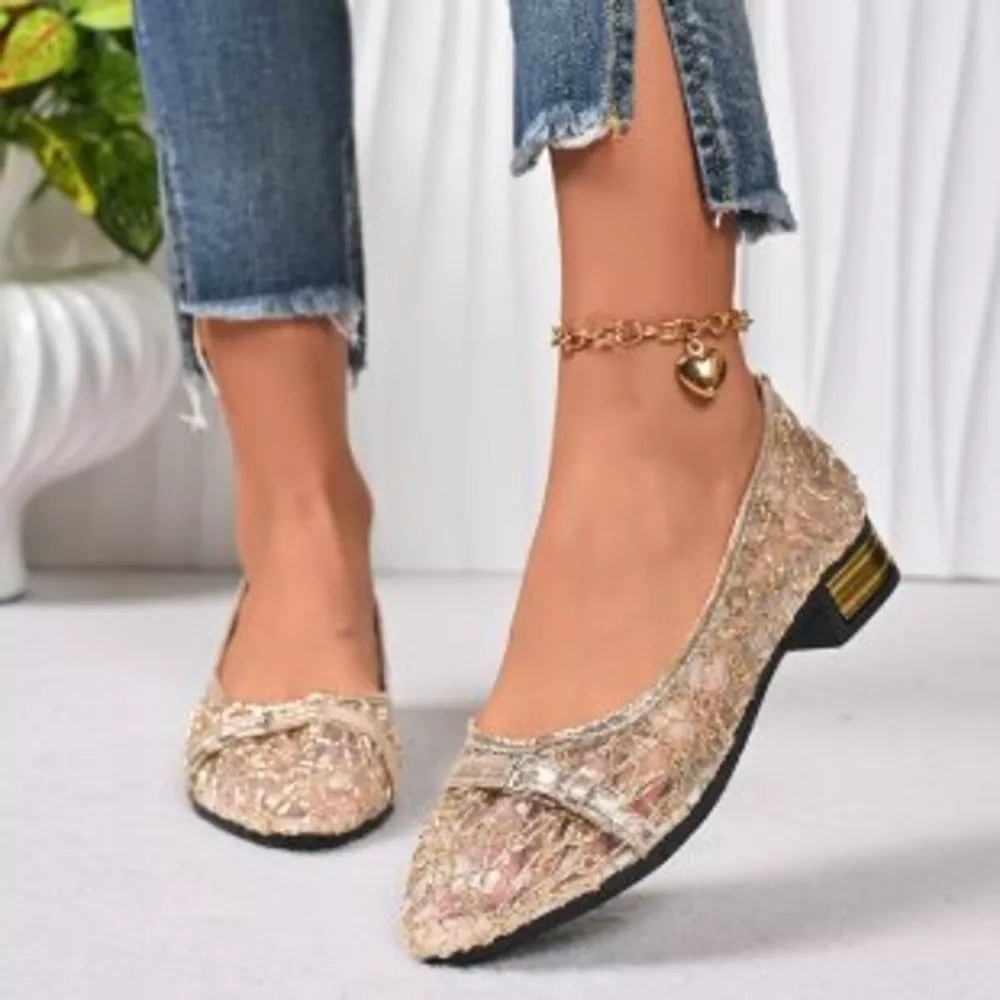 Point Toe Block Heels Loafers, side view