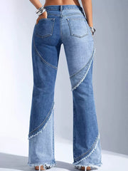 Asymmetrical Flare Jeans With Raw Hem