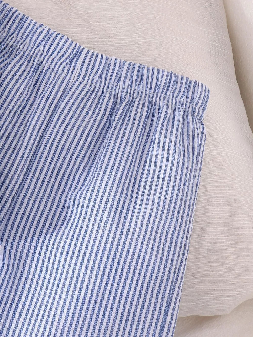 Children's Striped Sleeveless Top And Pants Set in Blue, back view