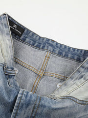 Men S Washed Wide Leg Jeans in Blue, fit detail