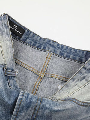 Men S Washed Wide Leg Jeans in Blue, fit detail