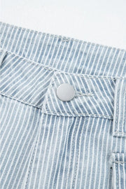 Striped Wide-leg Cropped Jeans in Light Blue, view 12
