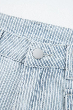 Striped Wide-leg Cropped Jeans in Light Blue, view 12