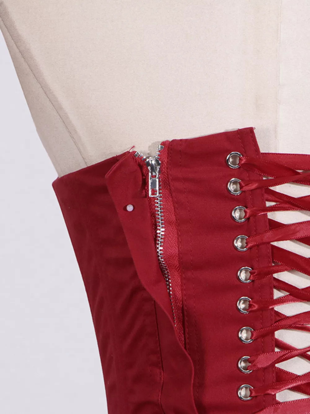 Ruffled Hem Tube Mini Dress in Red, product detail