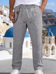 Men's Casual Drawstring Pants With Pockets