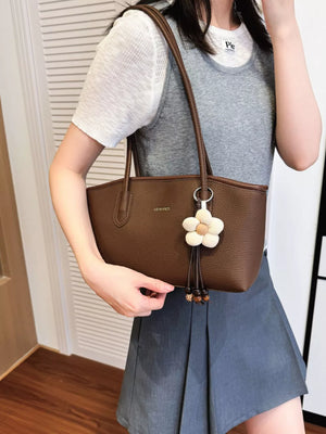 Pu Leather Shoulder Bag in Gray, front view