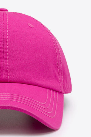 Pink canvas baseball cap with stitched details