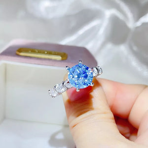 925 Sterling Silver Solitaire Moissanite Bezel Ring, front view