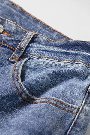Embroidered Flare Leg Jeans, front view