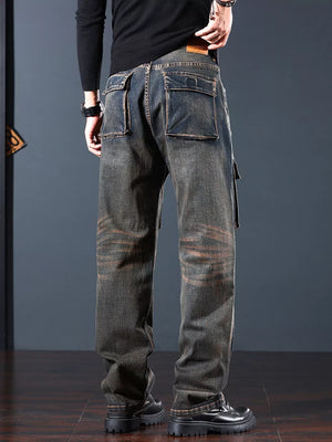 Men's Vintage Wash Cargo Jeans, close-up detail