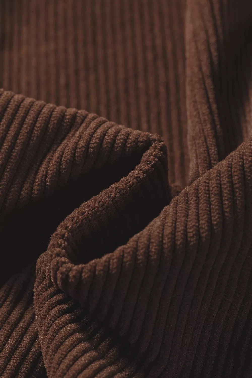 Solid Color Ruffle Trim V Neck Corduroy Jacket, product detail