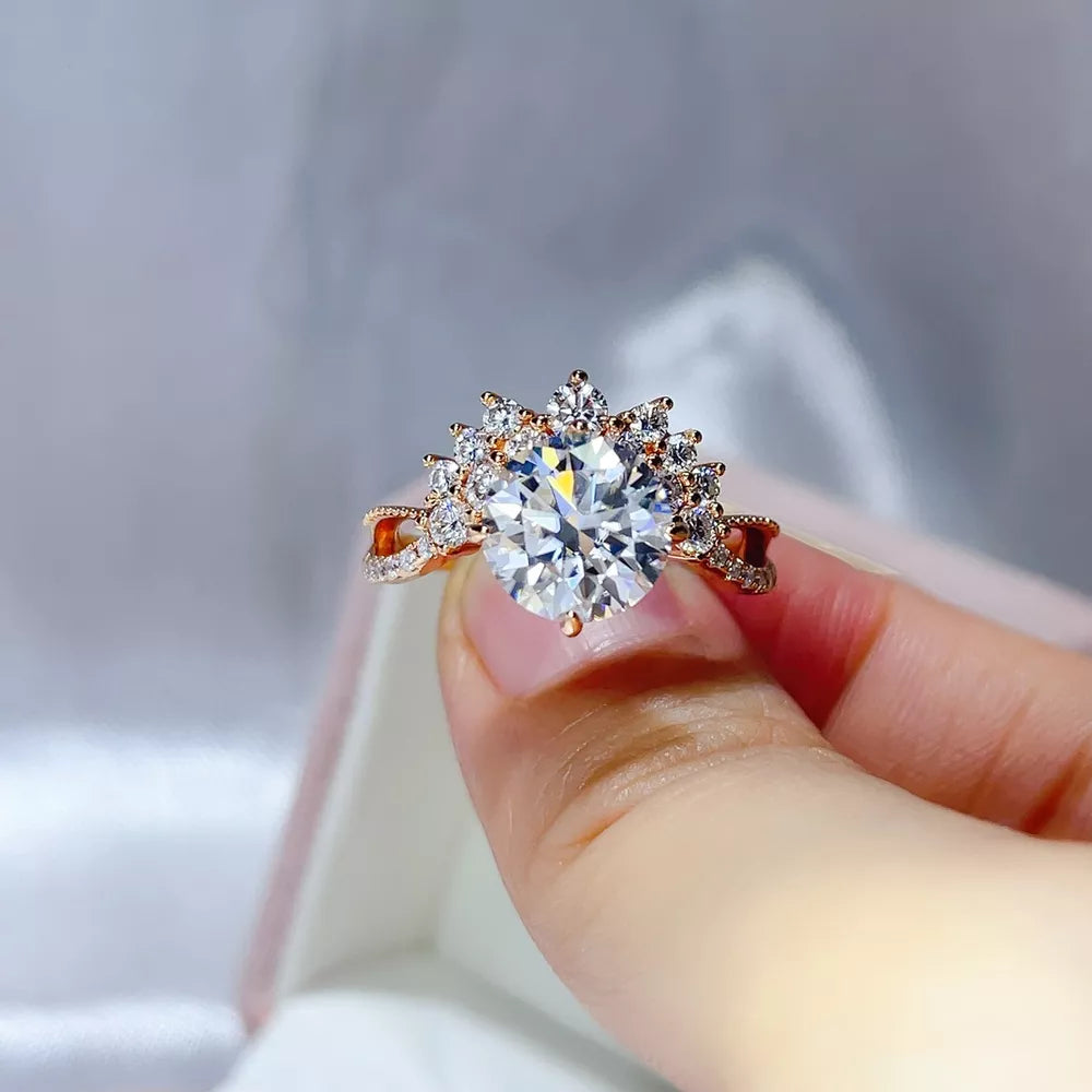 0.3 Carat Moissanite Sculpted Sterling Silver Ring, back view