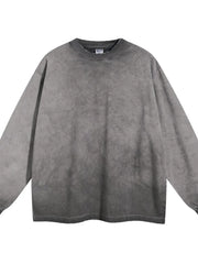 Vintage wash oversized crewneck sweatshirt in gray with a distressed neckline and hem.