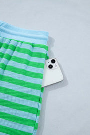 Puff Sleeve Colorblock Two-piece Set
