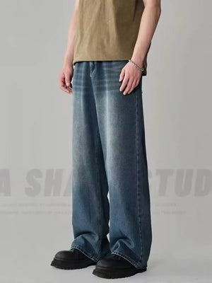 Men's oversized dark wash jeans in Vintage Blue with a relaxed fit.