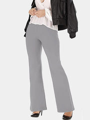 Light Gray V-waist flare leg leggings with a bootcut style.