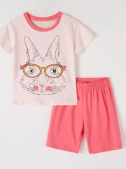 Bunny Graphic Toddler Tee And Shorts Ensemble
