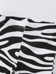 Baby & children's black and white zebra print flare pants with ribbed texture.