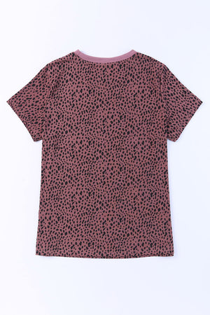 Dusty pink spotted print crew neck t-shirt with short sleeves.