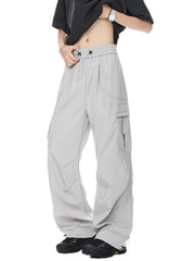 Men's light gray relaxed fit cargo sweatpants with adjustable drawstring waist and multiple pockets.