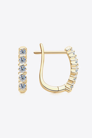 Gold pavé hoop earrings with moissanite gems, 18K gold-plated.