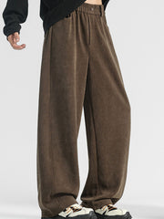 Men's dark coffee loose fit sweatpants with pockets and elastic waist