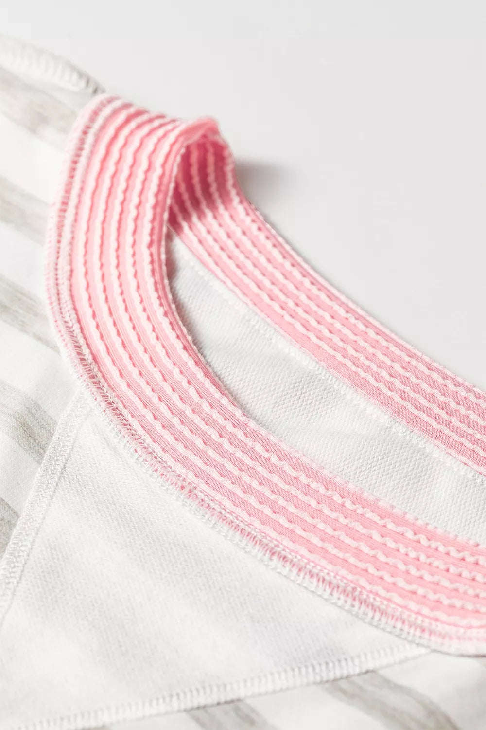 Twisted Rib Trim Striped Loose Pullover Sweatshirt, product detail