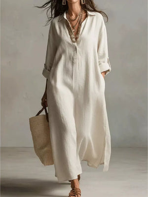 Full Size Casual Midi Shirt Dress Plus Size in Black, front view