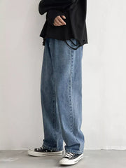 Men's Loose Fit Jeans in Black, back view
