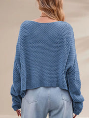 Black oversized pullover sweater with crew neck