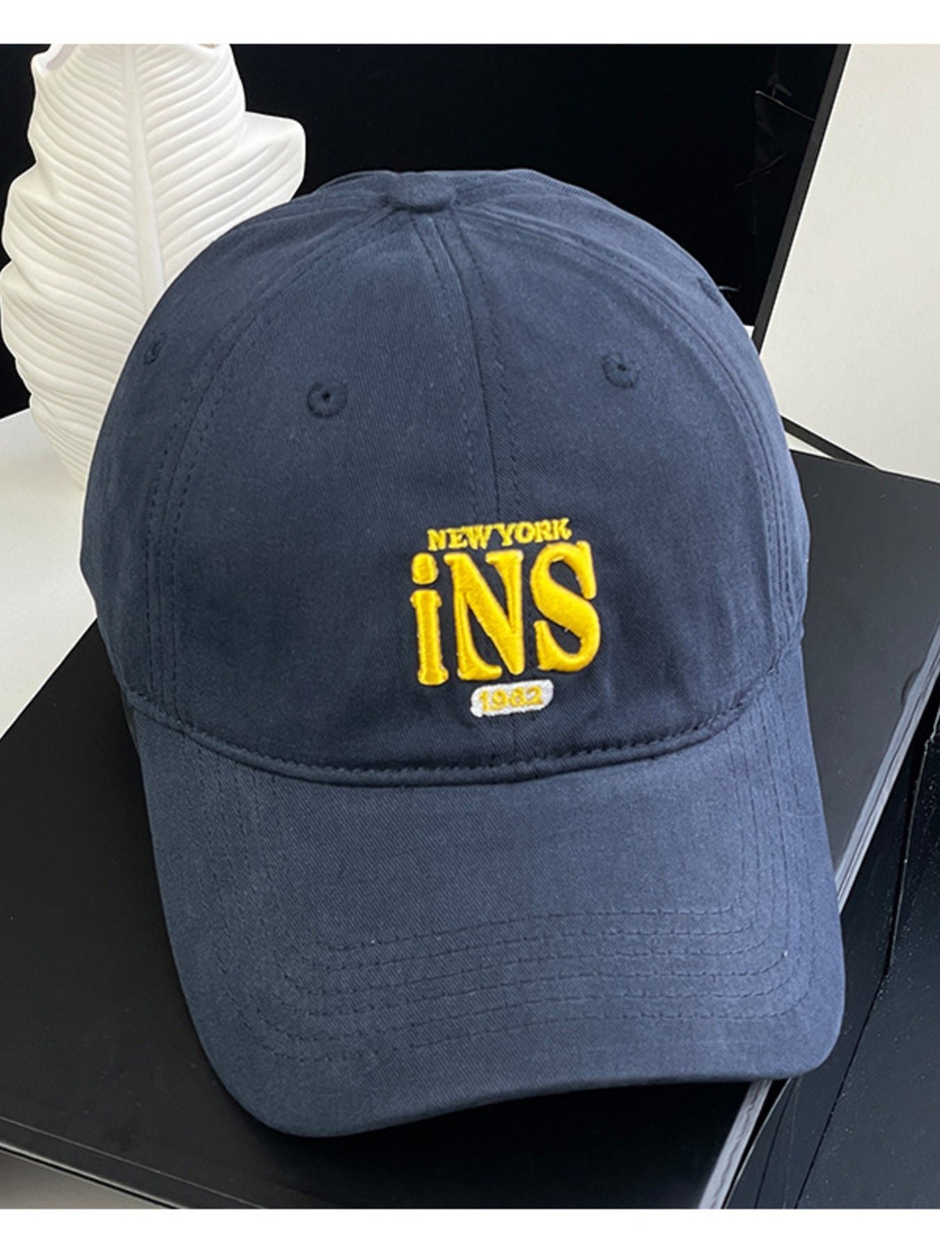 Navy Embroidered Cotton Baseball Cap