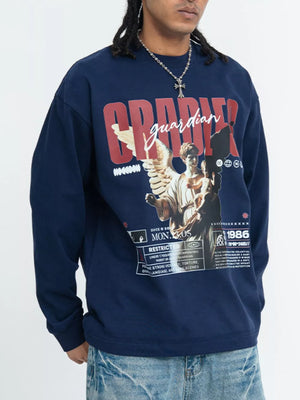 Men's Guardian Angel Graphic Long Sleeve T-shirt, side view