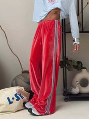 Velvet Wide-leg Pants in Green, editorial view
