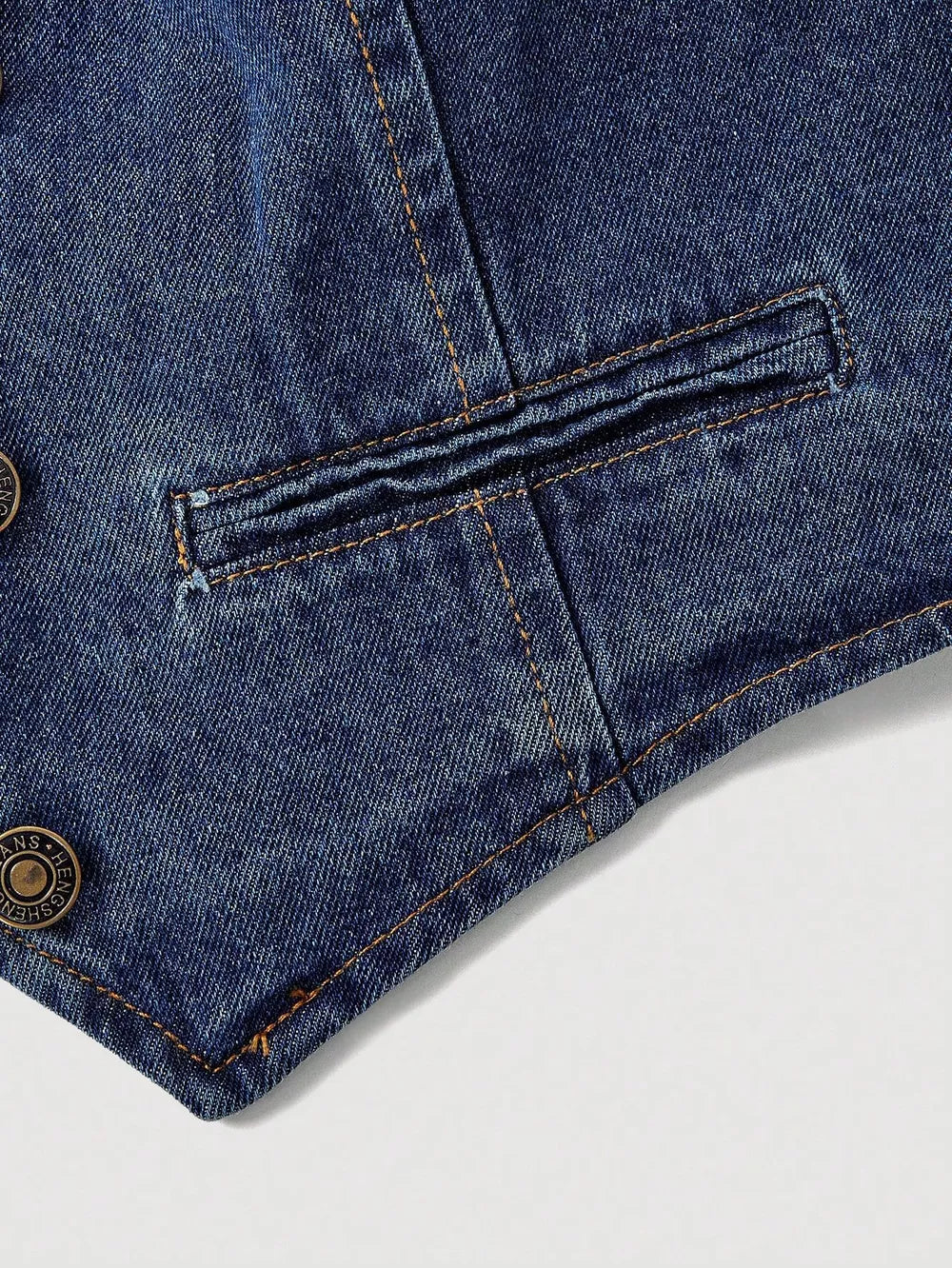 Halter Neck Denim Vest And Wide-leg Jeans Set, alternate angle